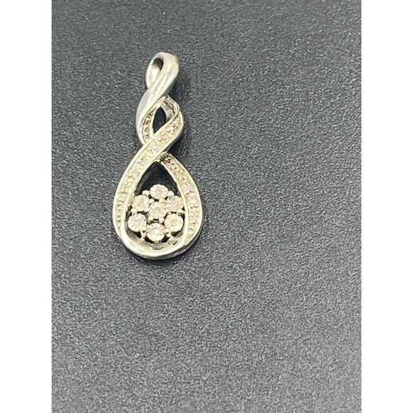 Zales Jewelers Vintage  Sterling
Silver Diamond Infinity Drop Pendant Slide - Picture 3 of 9